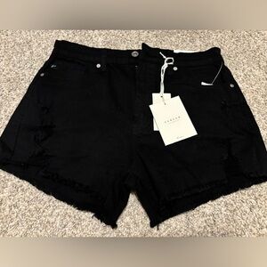 KanCan Black Distressed High-Rise Denim Shorts